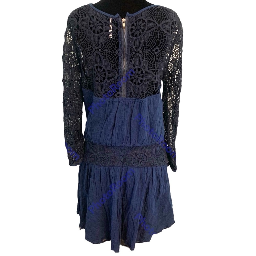 Free People Navy Blue Crochet Long Sleeve Dress - Picture 5 of 11